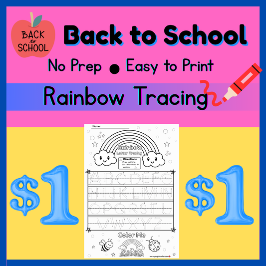 Back to School Rainbow Tracing Printable
