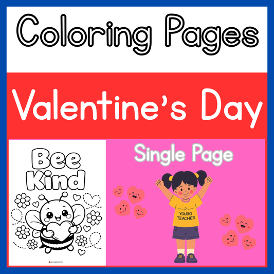 Valentine's Day Coloring Page-"Bee Kind" Cute Bee Printable