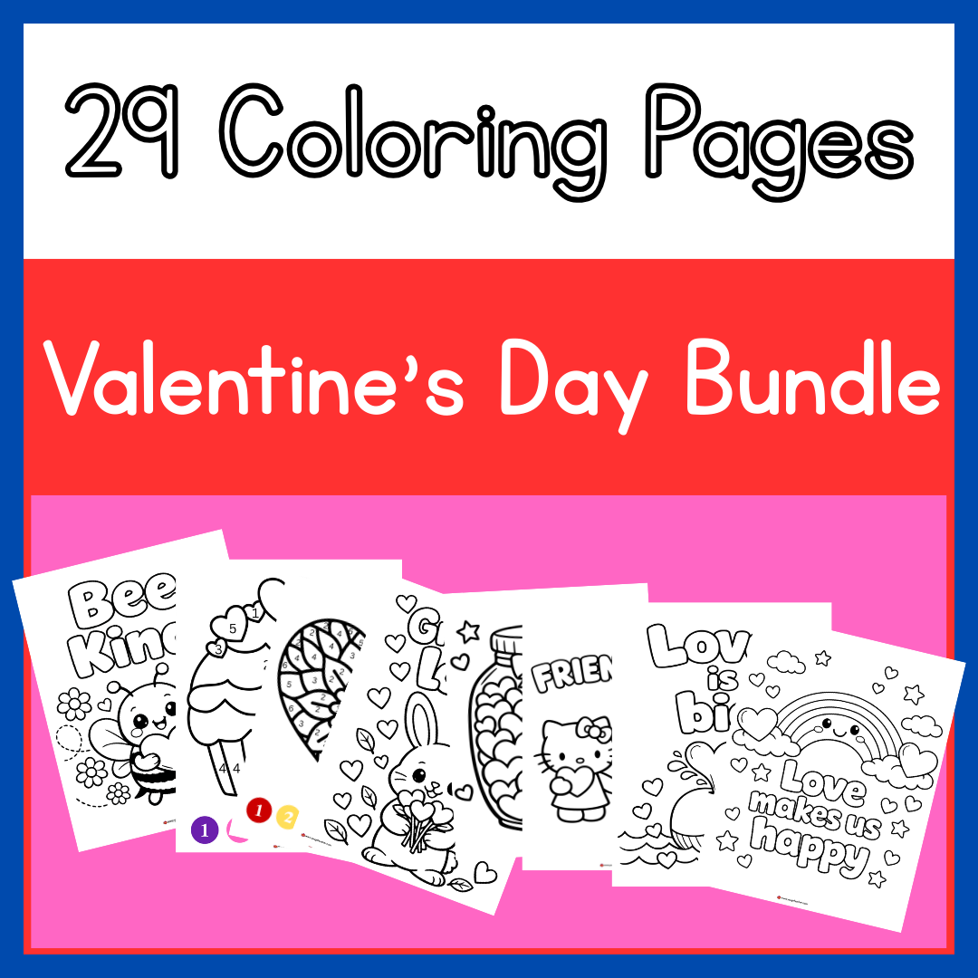 29 Printable Valentine's Day Coloring Pages for Kindergarten| Bundle