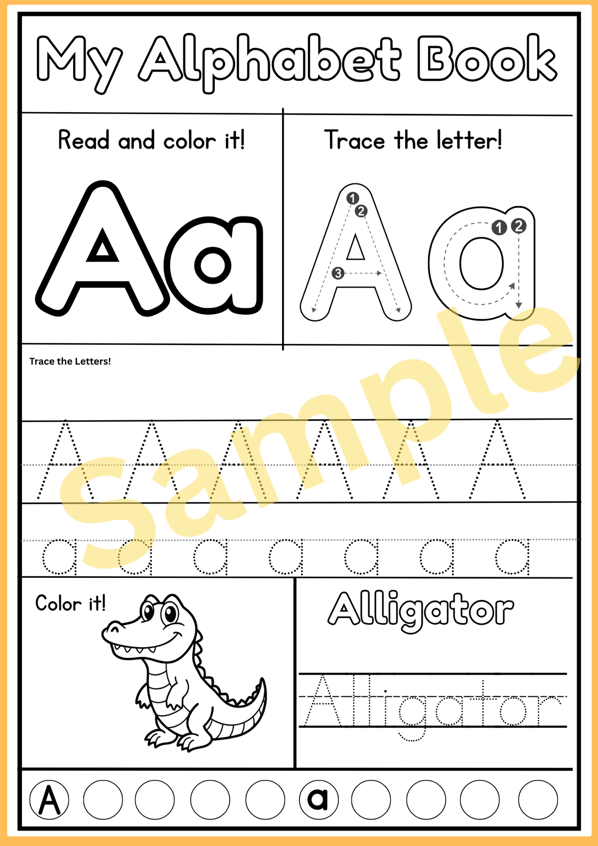 Letter A Alphabet Book | Trace Letter A & Beginning Sounds|Phonics