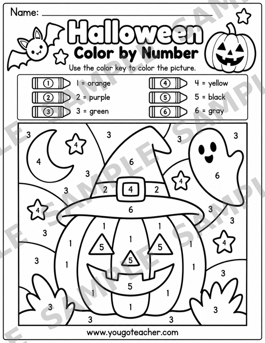 🎃 Halloween Color by Number Worksheet | PreK & Kindergarten Math Activity