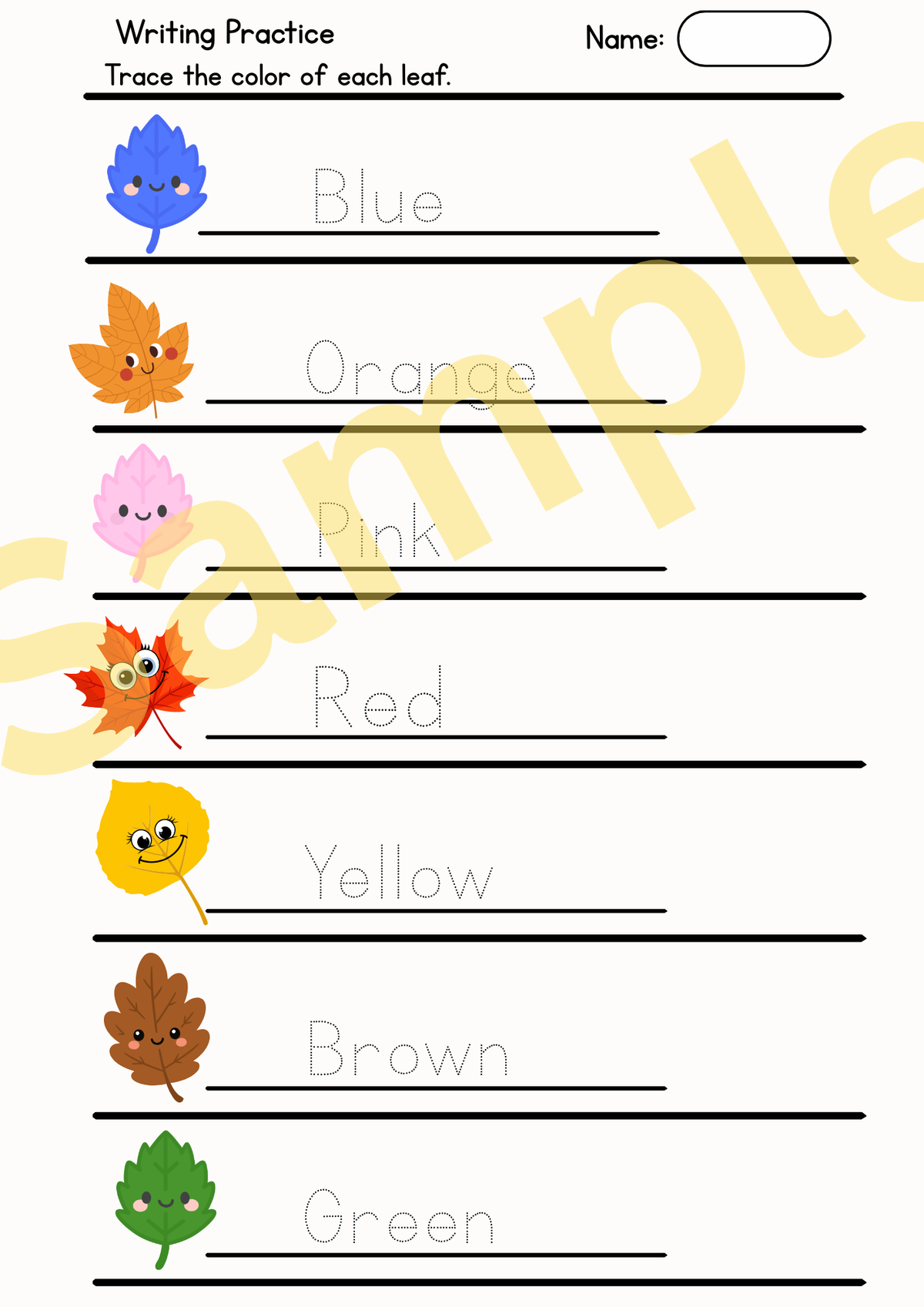 Fall Color Words Tracing Worksheet | Handwriting & Writing Practice|Seasonal Worksheets