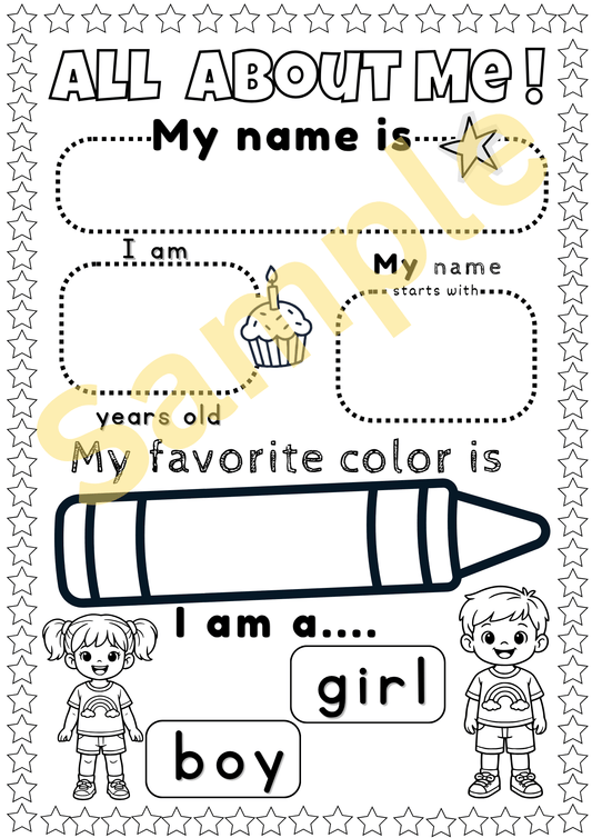 Back to School: All About Me Worksheet: Back to School Activity