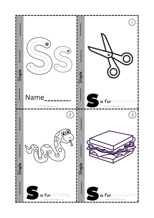Phonics Worksheets: Trace Letter ‘S ‘ Booklet