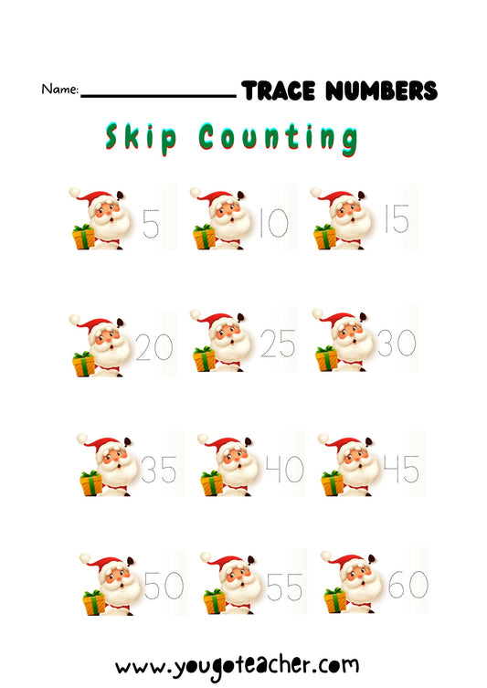 Seasonal Worksheets: Christmas Skip Counting