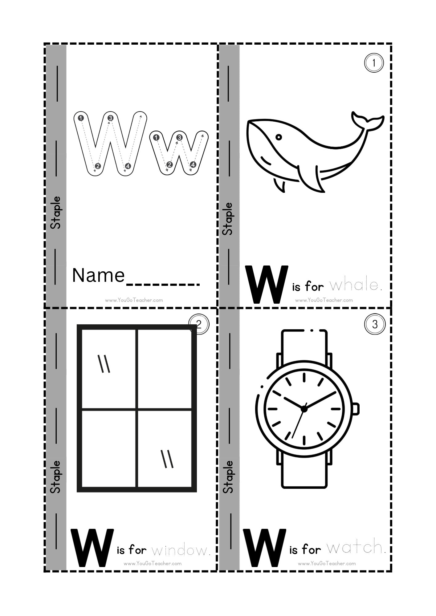 Phonics Worksheets Trace Letter ‘W’ Booklet