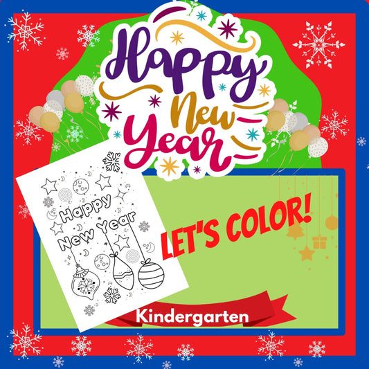 Seasonal Worksheets: Christmas: Happy New Year Coloring Page