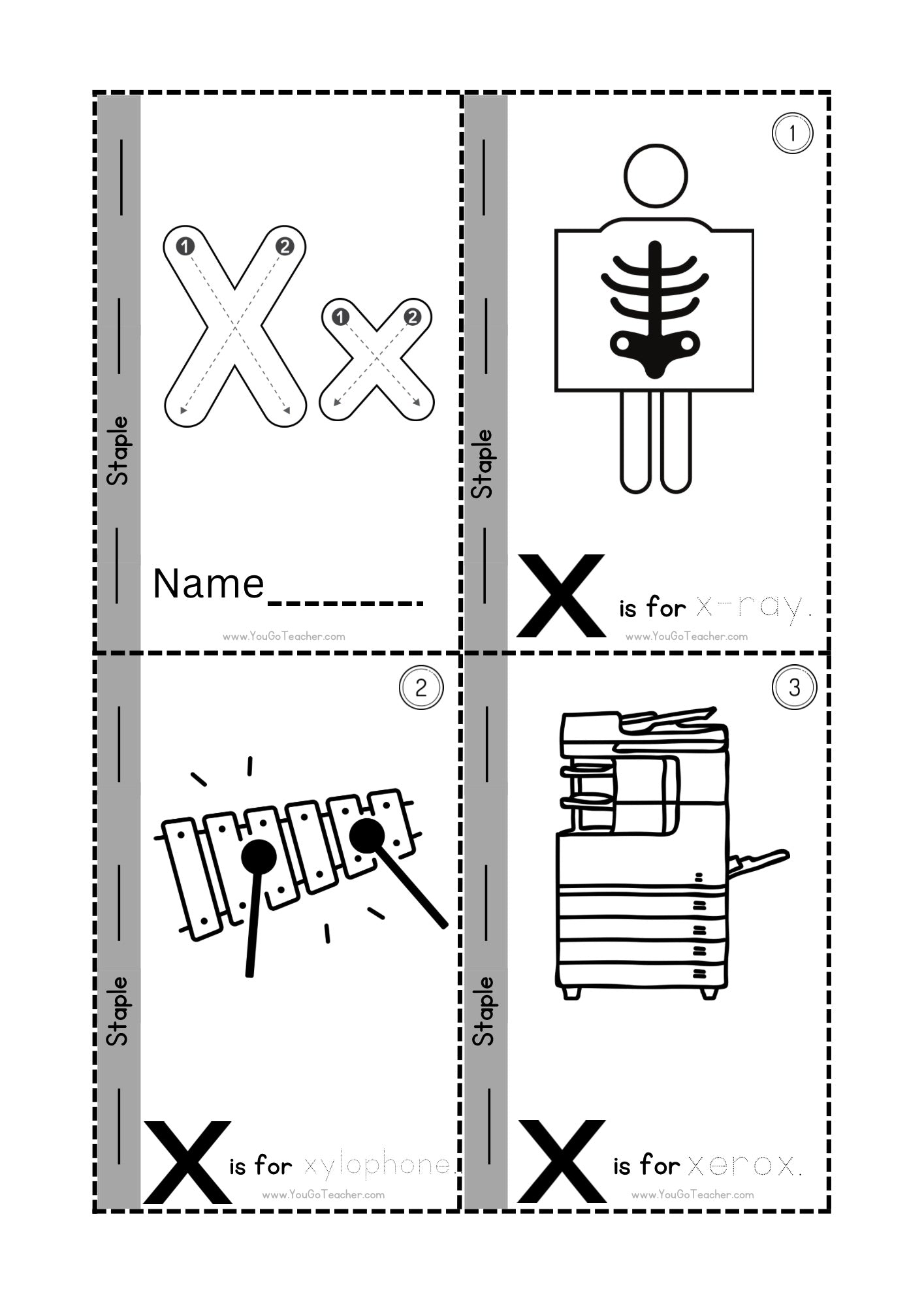 Phonics Worksheets Trace Letter ‘X’ Booklet