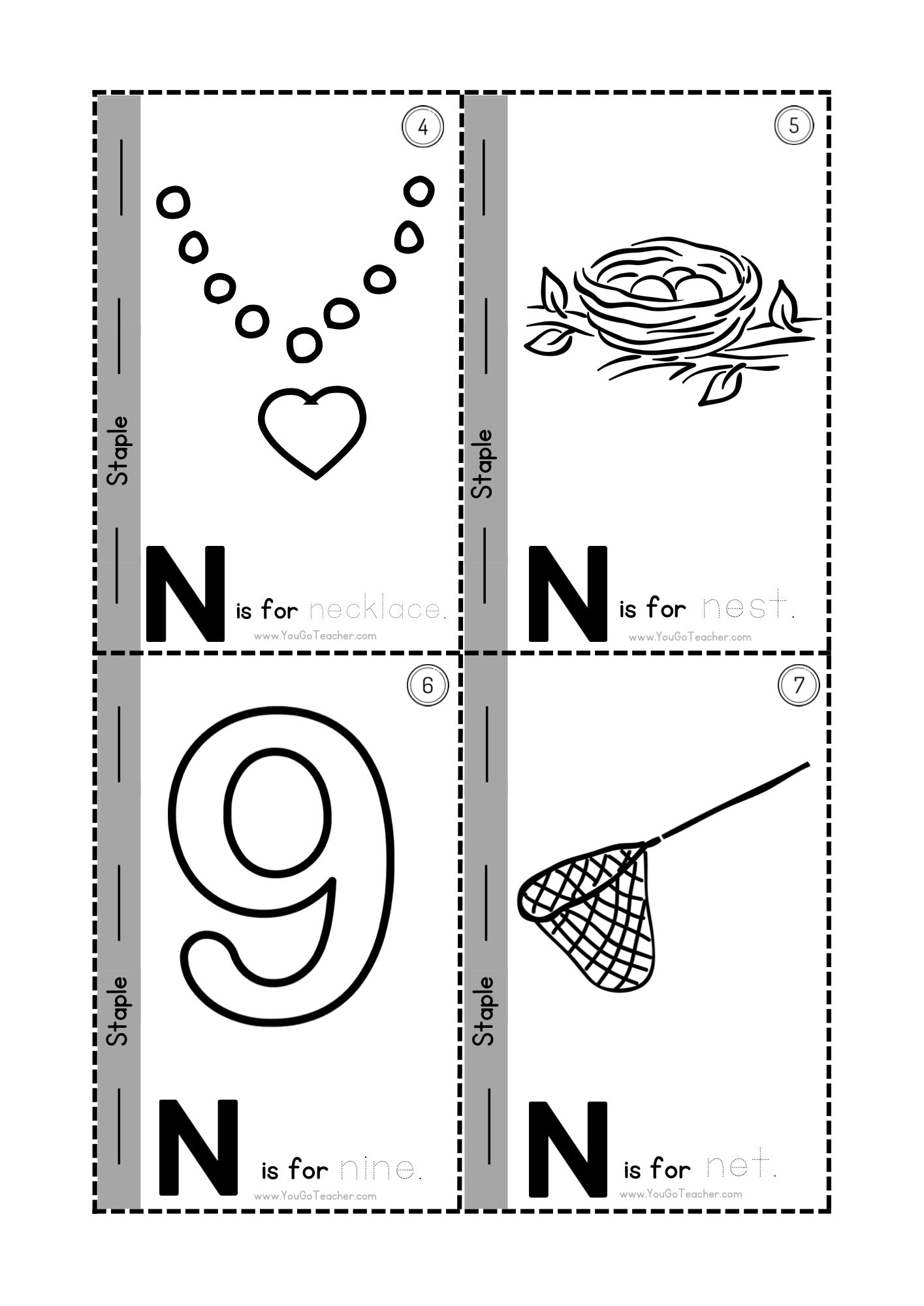 Phonics Worksheets: Trace Letter ‘N’ Booklet