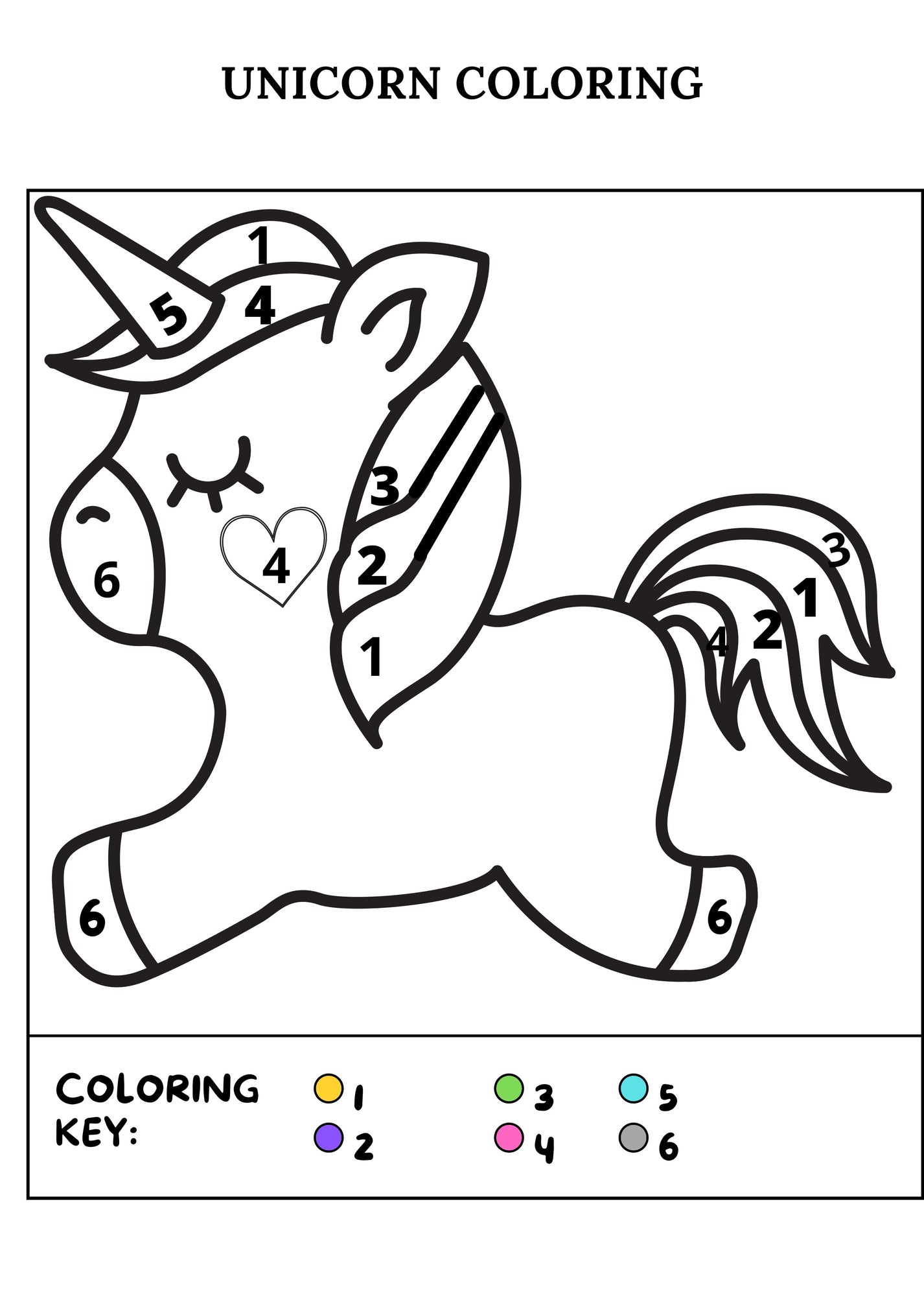 Color by Number Worksheets for Preschool - Unicorn Coloring Pages