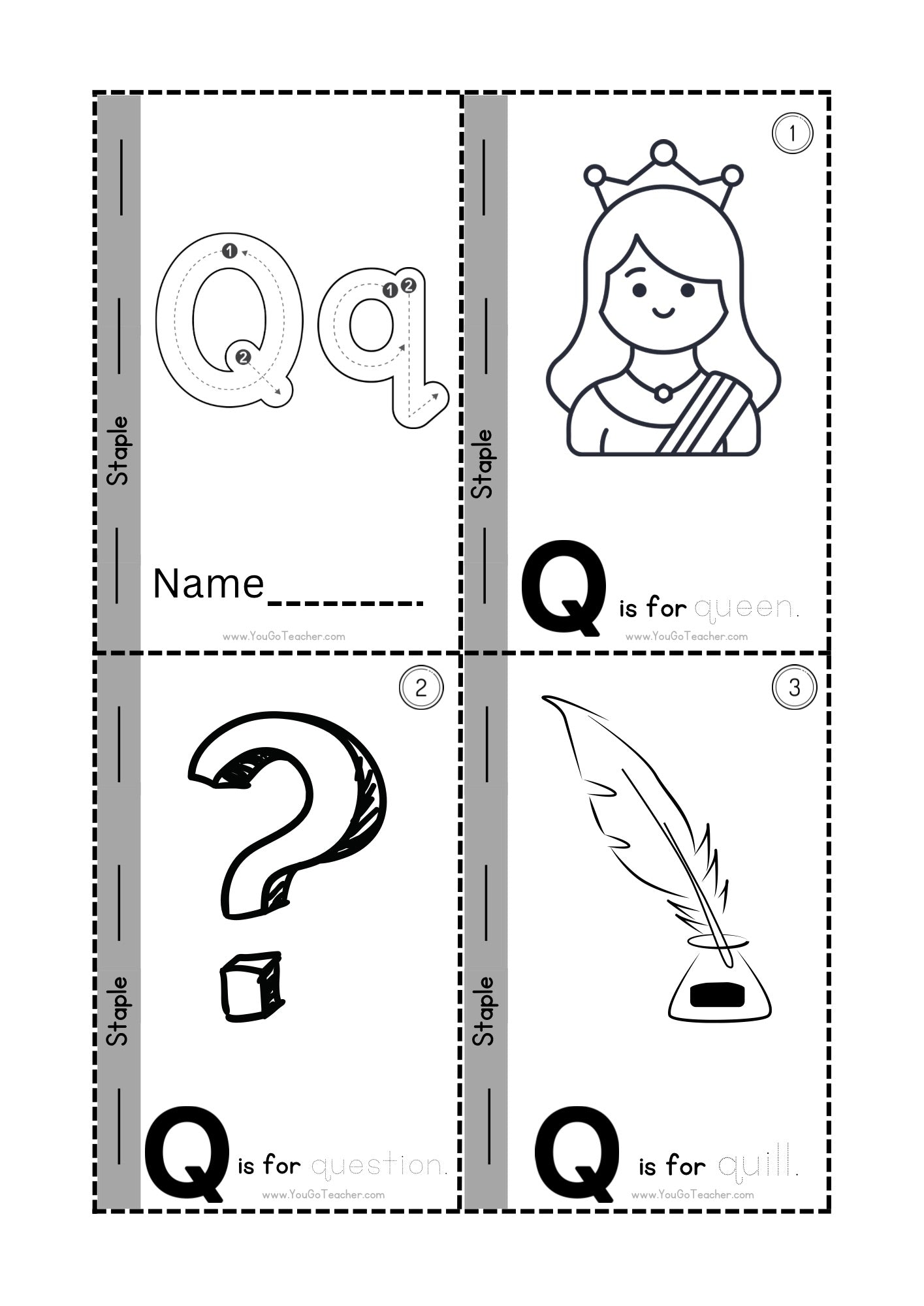 Phonics Worksheets: Trace Letter ‘Q’ Booklet