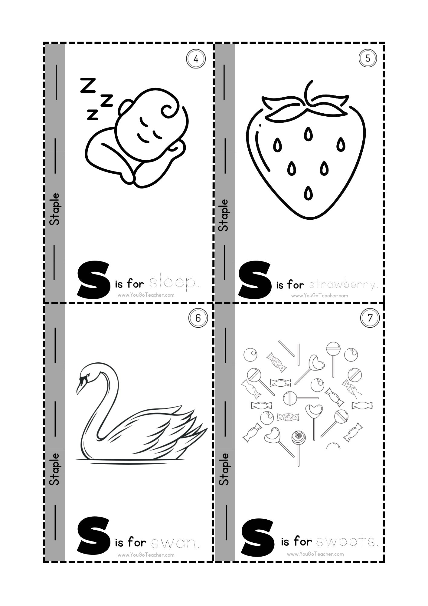 Phonics Worksheets: Trace Letter ‘S ‘ Booklet