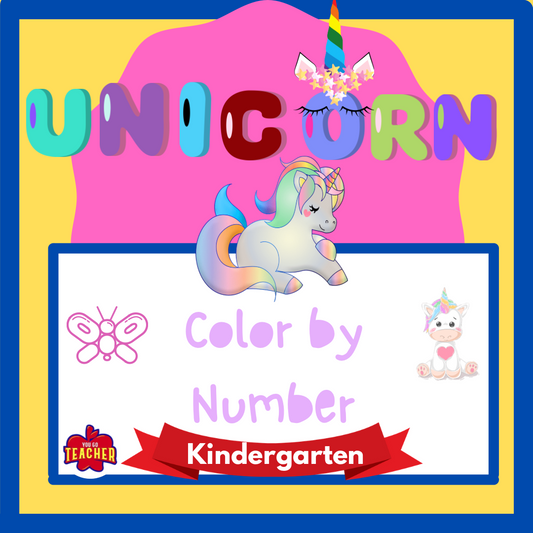 Unicorn Color by Number Worksheets for Preschool