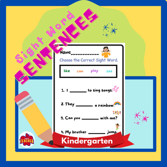 Phonics Worksheets: Sight Word Sentence Completion