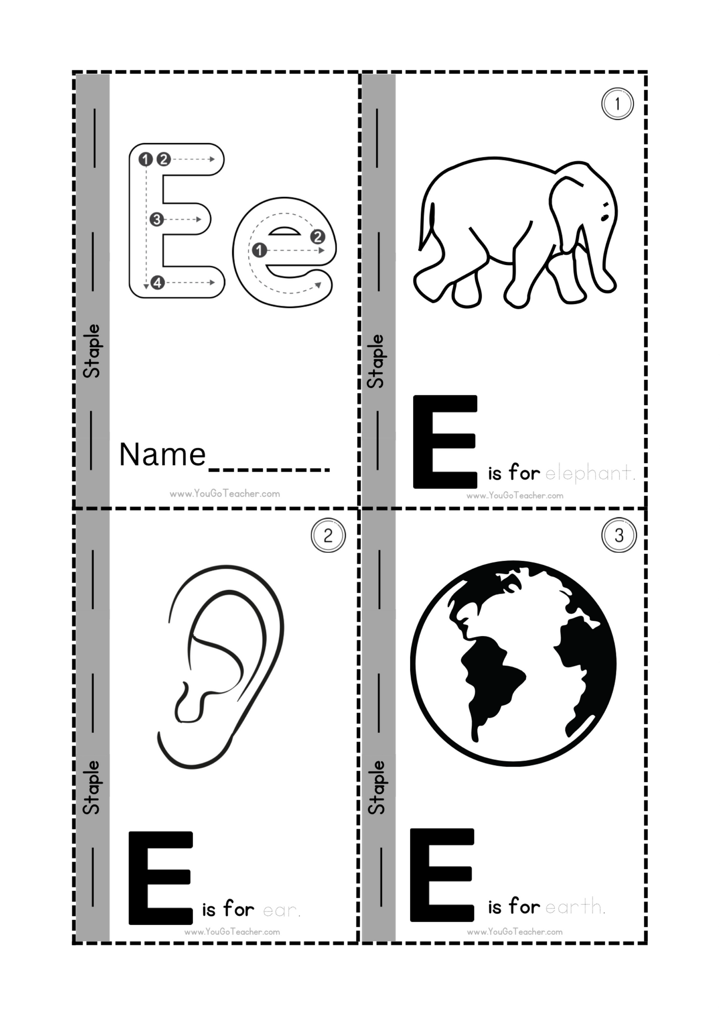 Phonics Worksheets: Trace Letter ‘E’ Booklet
